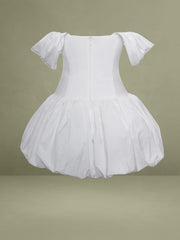 Umika White Bubble Hem Mini Dress