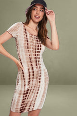 Print Tie Dye Overlocked Bodycon Dress