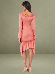 Rosy Mauve Satin Rayon Midi Dress