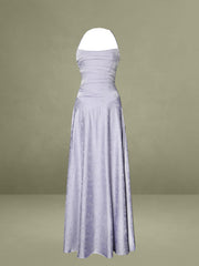 Raegan Taro Purple Jacquard Rouched Maxi Dress