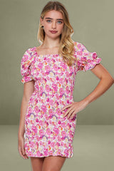 Print Mini Dress Short Sleeve