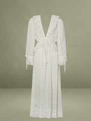 Jacquard Chiffon Long Sleeve Maxi Dress