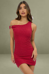 Red Bodycon Dress Textured Mini