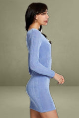 Blue Bodycon Dress Long Sleeve