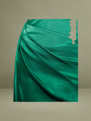 Zayda Green High Slit Corset Satin Gown