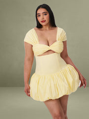 Umika Butter Yellow Bubble Hem Mini Dress