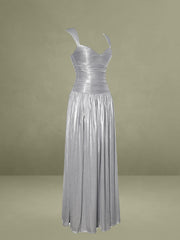 Palmer Silver Glitter Drop Waist Maxi Dress