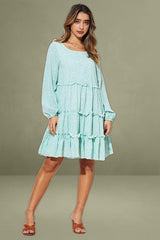 Print Mini Dress Long Sleeve