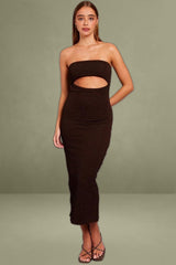 Brown Bodycon Dress Textured