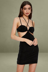 Black Mini Dress Halter Neck