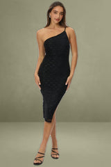Black One-Shoulder Bodycon Dress