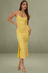 Yellow Bodycon Dress Sleeveless Midi