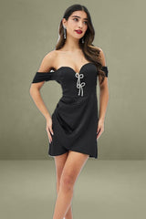 Black Diamond Bow Sweetheart Neckline Corset Dress