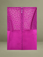 Holly Fuchsia Crystallized Corset High Slit Satin Gown