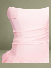 Pink Corset Strapless Bubble Hem Mini Dress