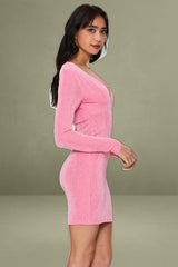 Pink Bodycon Dress Long Sleeve