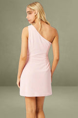 Pink One Shoulder Dress Mini