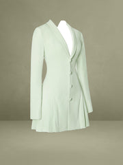 Delia Pistachio Green Blazer Dress with Pleated Detail