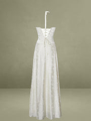 Raegan Pearl White Jacquard Ruched Maxi Dress