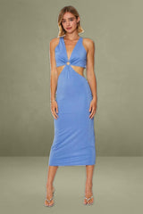Blue Midi Dress Sleeveless