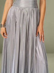 Palmer Silver Glitter Drop Waist Maxi Dress