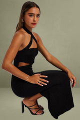 Black Bodycon Dress Sleeveless Textured