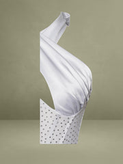 Noemie Silver Crystal Corset Satin Gown