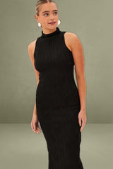 Black Maxi Dress High Neck Sleeveless