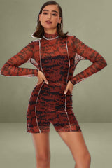 Print Tie Dye Overlocked Bodycon Dress