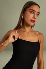 Black Textured Bodycon Dress