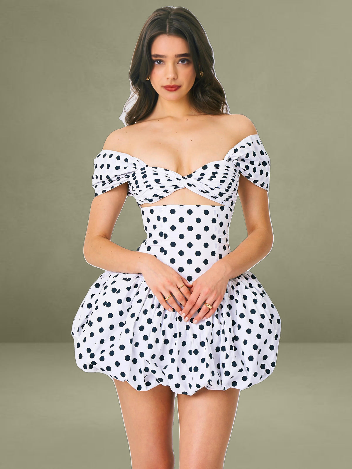 Umika Polka Dots Bubble Hem Mini Dress