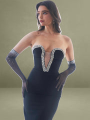 Black Crystal Embellished Maxi Dress