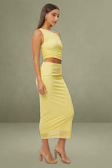 Yellow Maxi Mesh Bodycon Dress