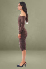 Brown Bodycon Dress Long Sleeve