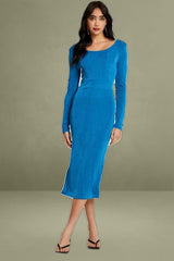 Blue Slinky Jersey Form-fitting Dress