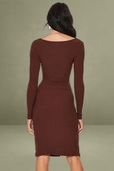 Brown Midi Dress Long Sleeve