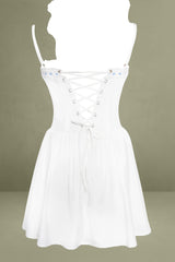 Malia Drop Waist Corset Lace Up Back Mini Dress