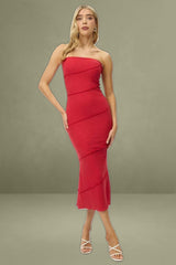 Red Bodycon Dress Midi Strapless