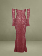 Burgundy Lace Long Sleeve Maxi Dress