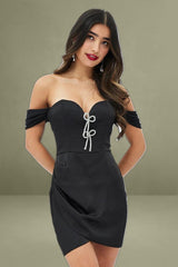 Black Diamond Bow Sweetheart Neckline Corset Dress