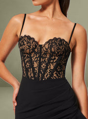 Black Lace Corset Maxi Dress