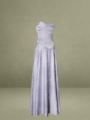 Raegan Taro Purple Jacquard Rouched Maxi Dress