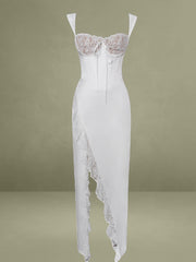 Freddie White Lace Satin Maxi Corset Dress
