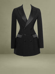 Calista Black Stretch Crepe Blazer Dress