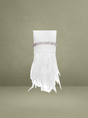 Quilla White Feather Crystal Sleeve Backless Blazer Dress