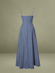 Abygail Stripe Cotton Denim Maxi Dress