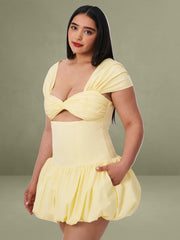 Umika Butter Yellow Bubble Hem Mini Dress