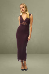 Red Sleeveless Mesh Bodycon Dress