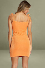 Orange Mini Dress Sleeveless Evening