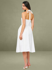 Gianna White Embroidered Halter Maxi Dress